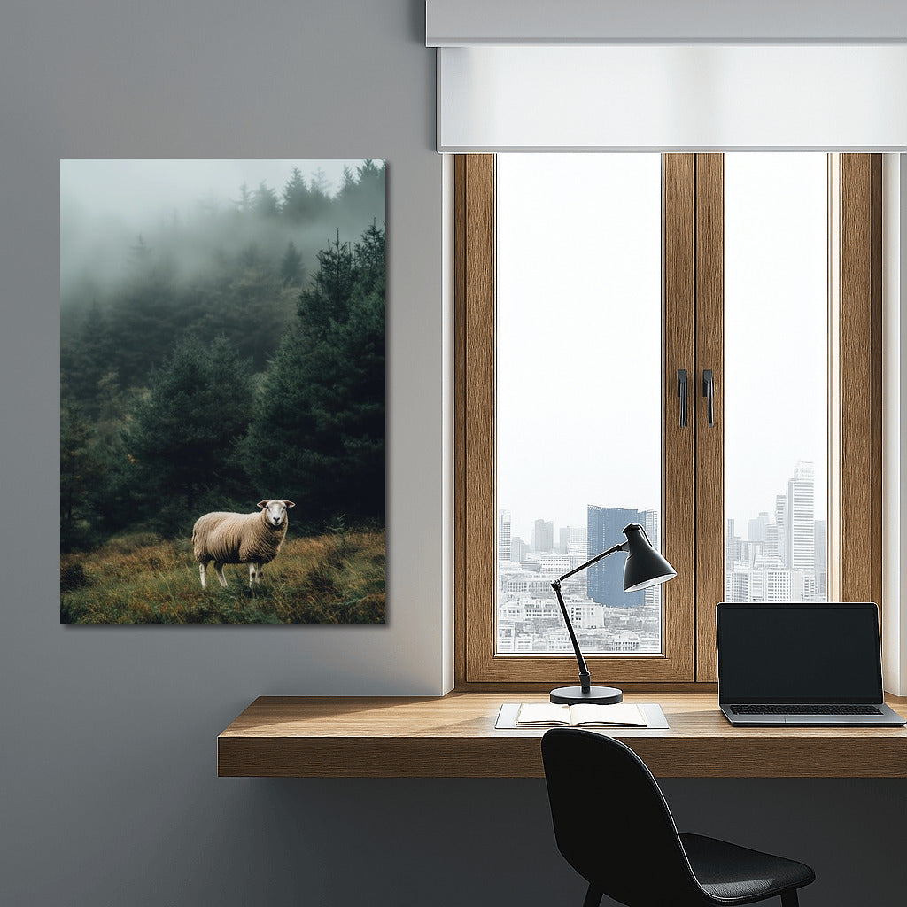 Misty Pastoral: Sheep in a Forest Tale