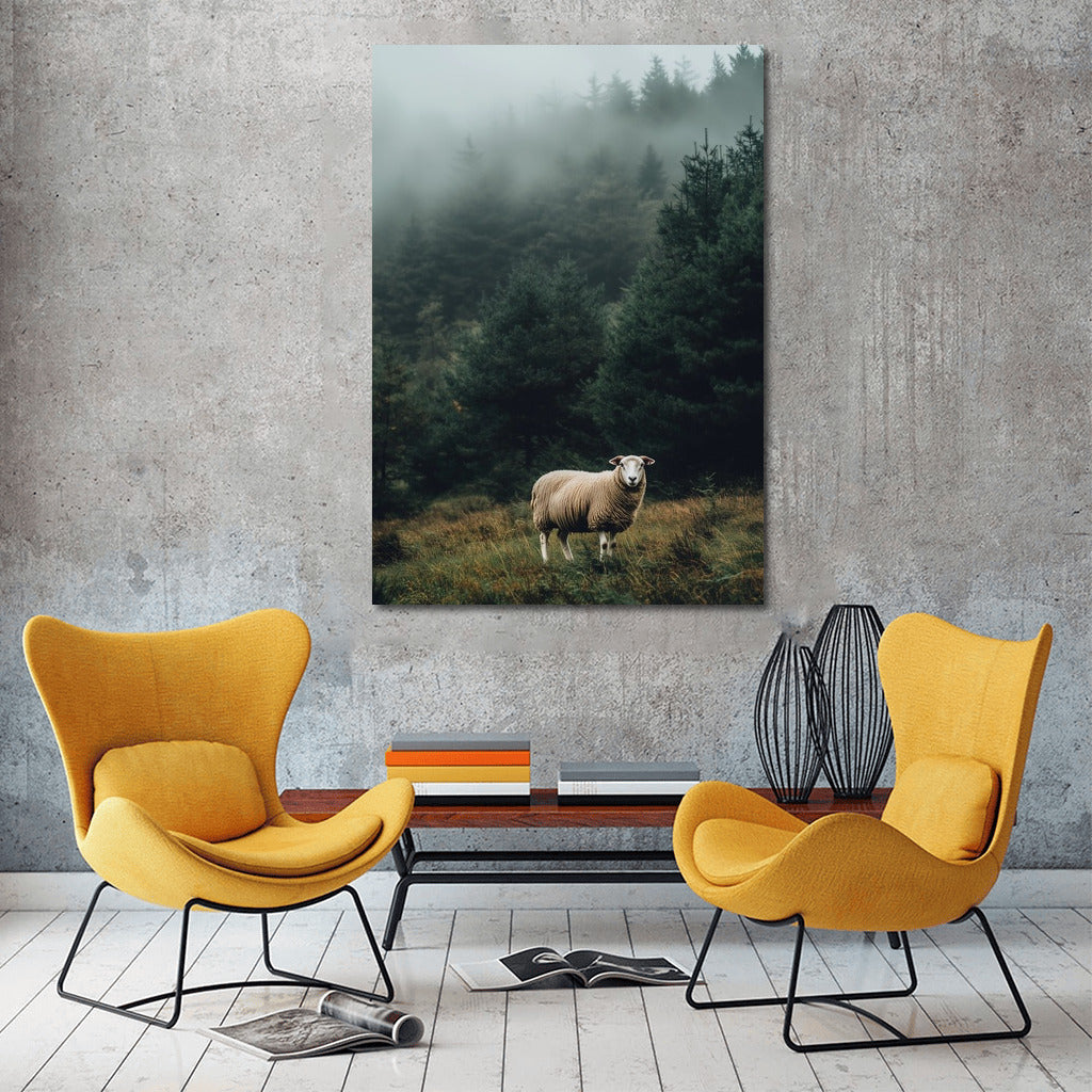 Misty Pastoral: Sheep in a Forest Tale