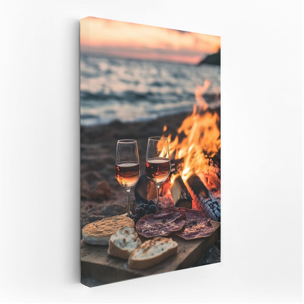 Wine Evening by the Sea Campfire