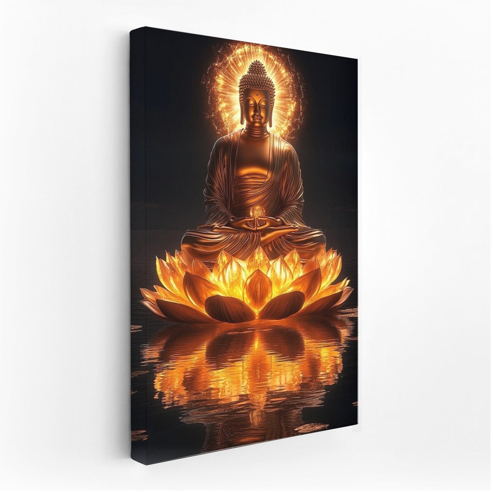 The Radiance of the Lotus: Buddha in Golden Tranquility
