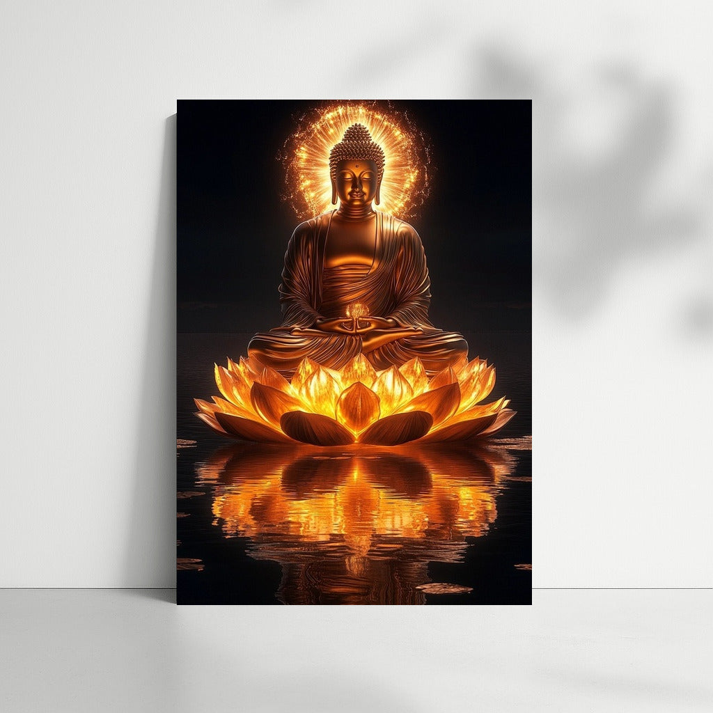 The Radiance of the Lotus: Buddha in Golden Tranquility
