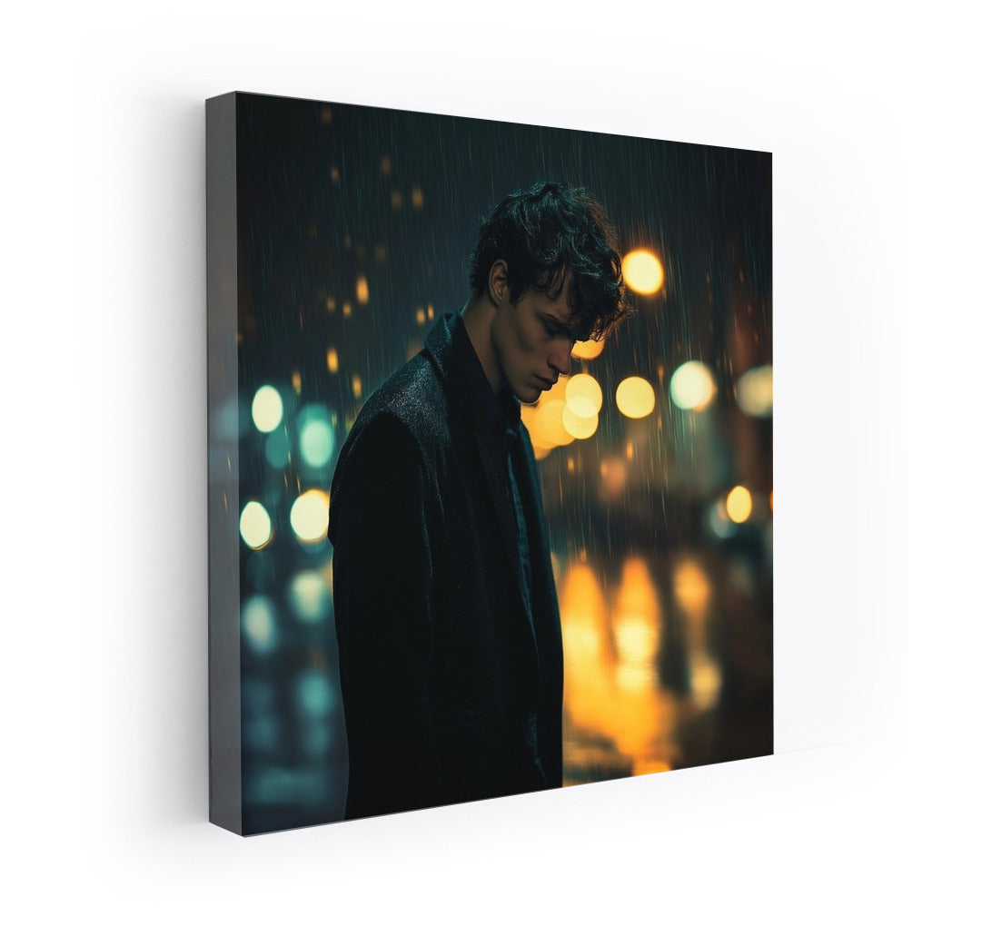 Silhouette in Rainy Symphony