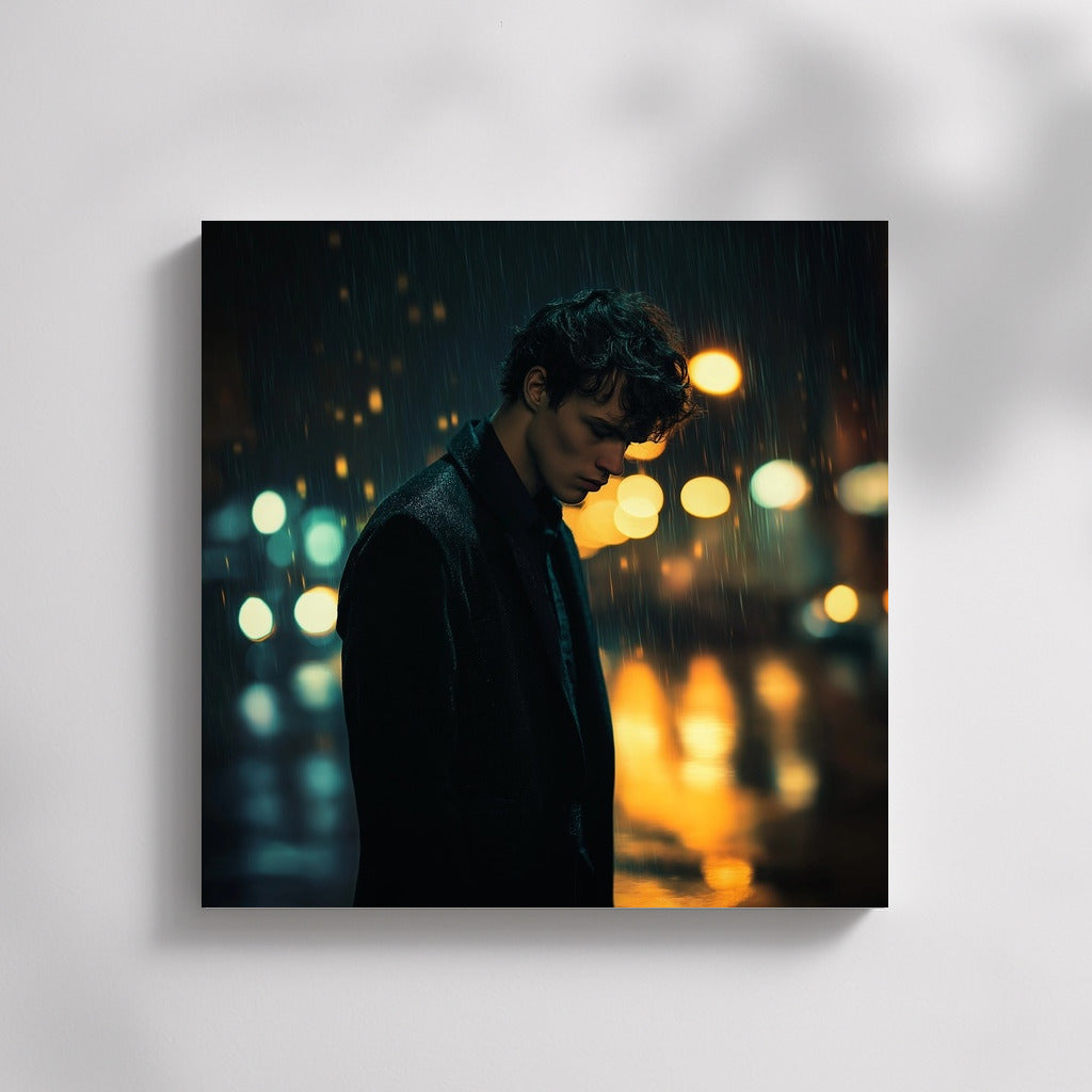 Silhouette in Rainy Symphony