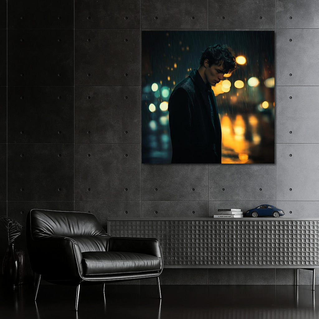 Silhouette in Rainy Symphony