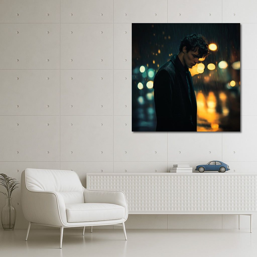 Silhouette in Rainy Symphony