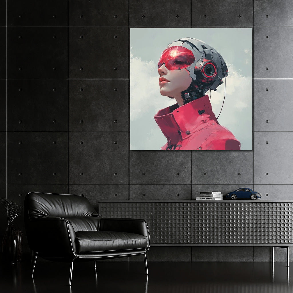 Cybernetic Symbiosis: Scarlet Pulse of the Future
