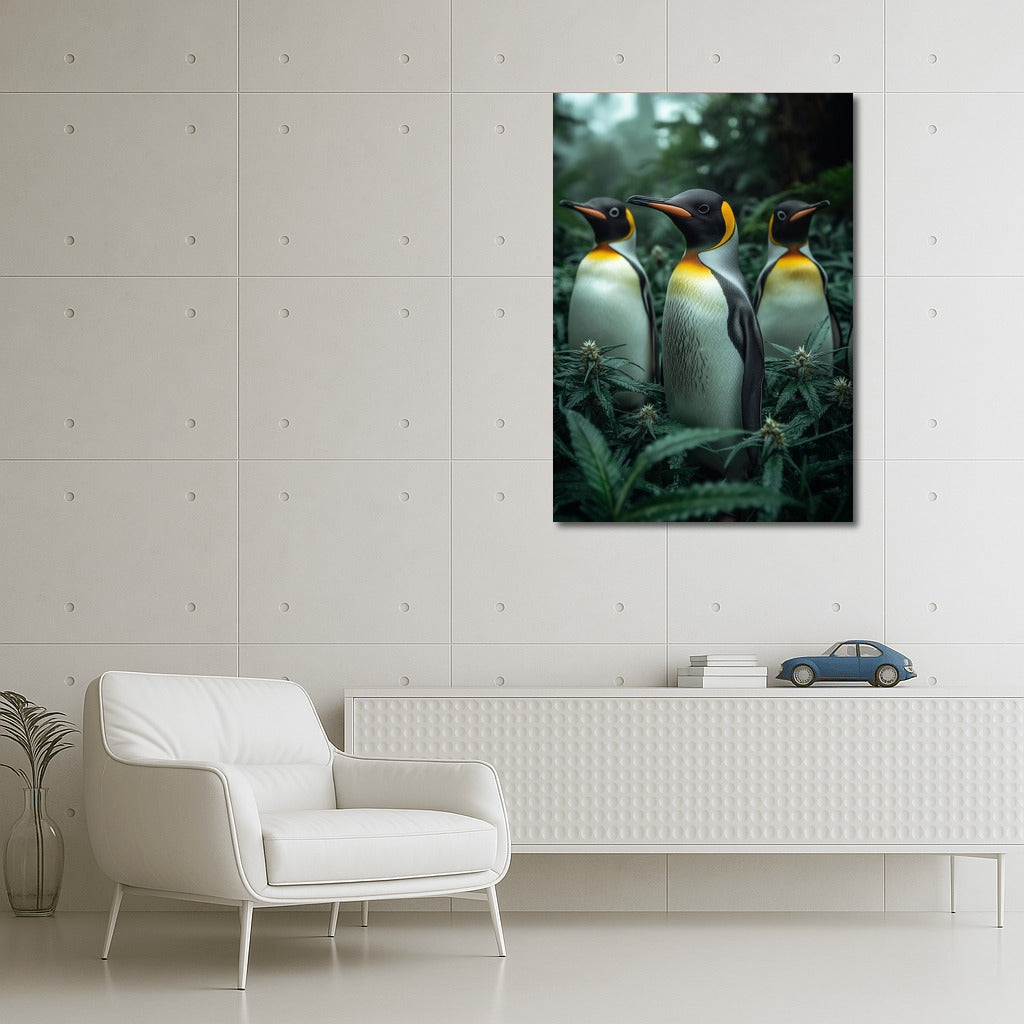 Green Symphony of Penguins