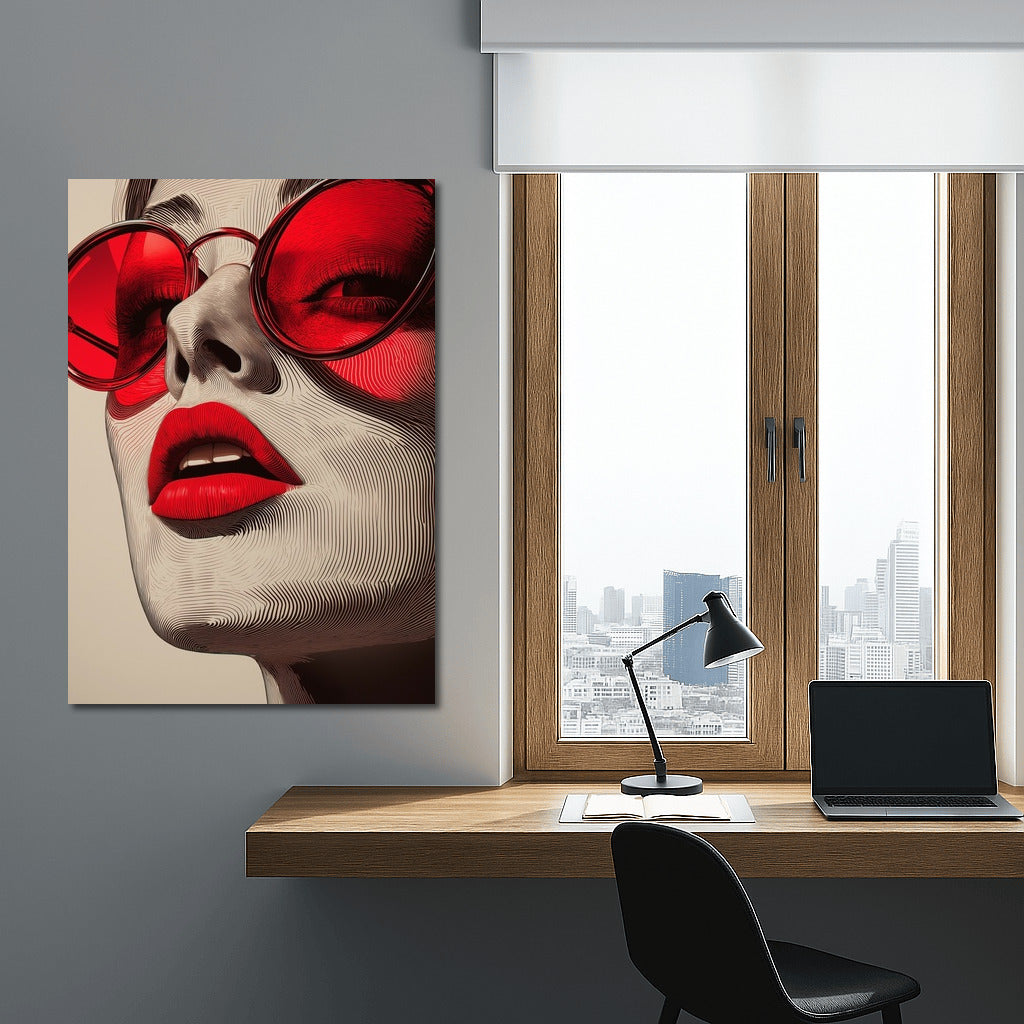Burning Gaze: Red Glasses and Lips