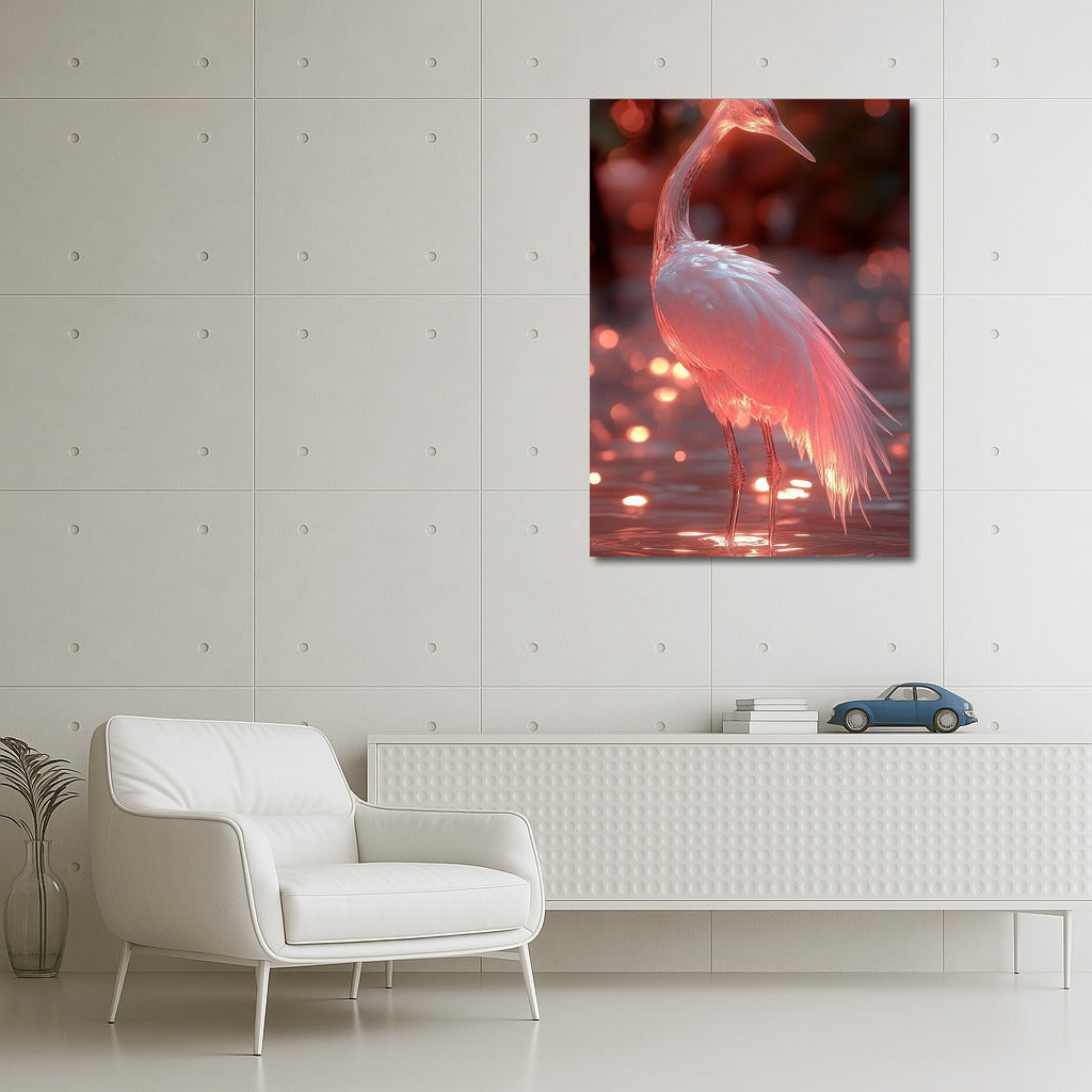 Egret's Dance in the Firefly Sunset