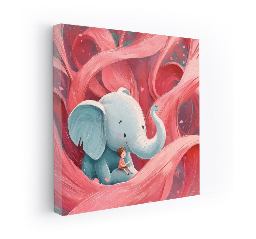 Blue Elephant in the Dance of Pink Whirlwinds