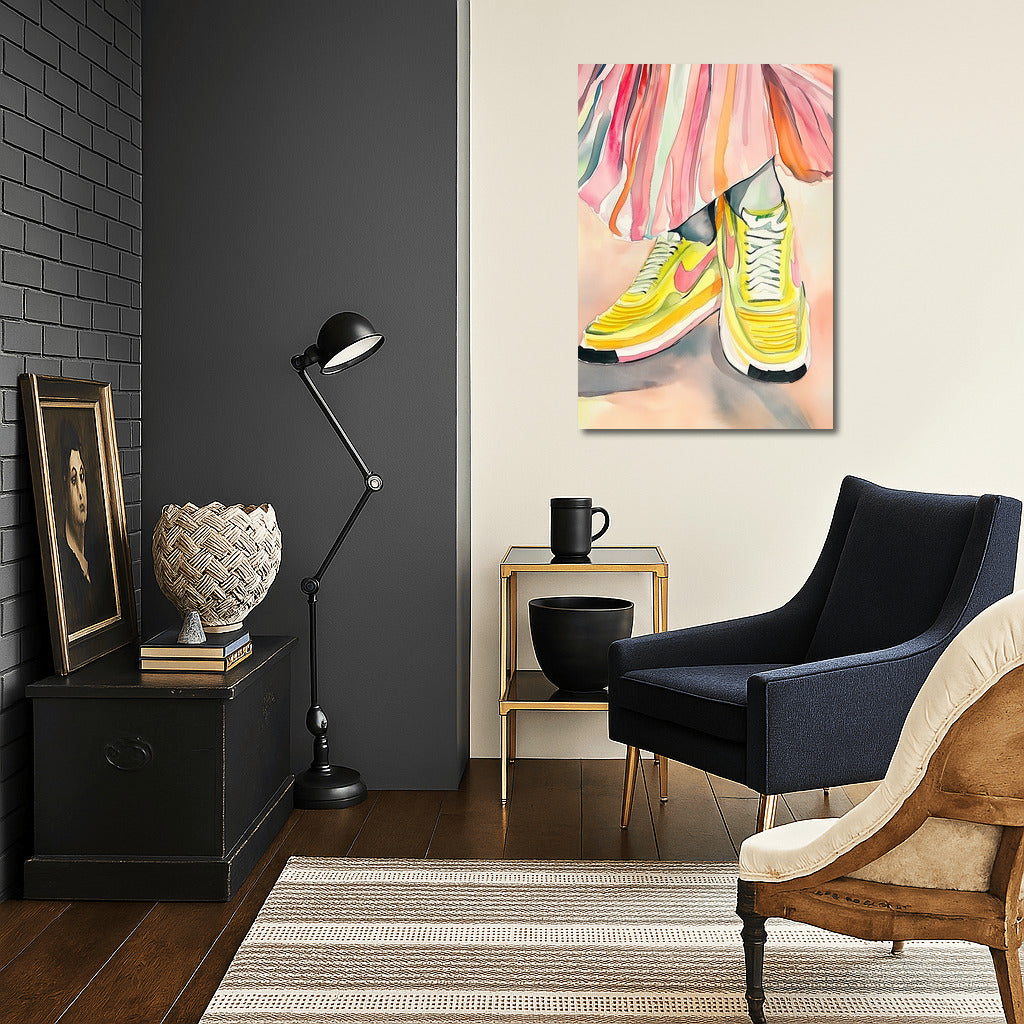 Sneakers Dance in Watercolor Waves