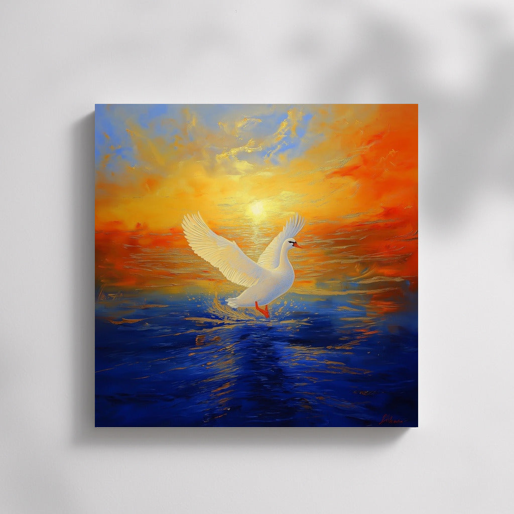 Swan in the Sunset's Embrace