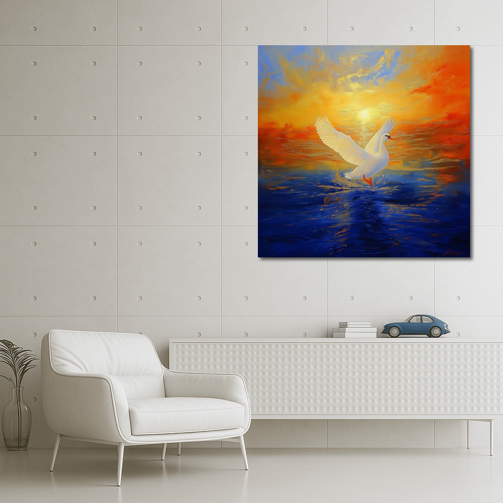 Swan in the Sunset's Embrace