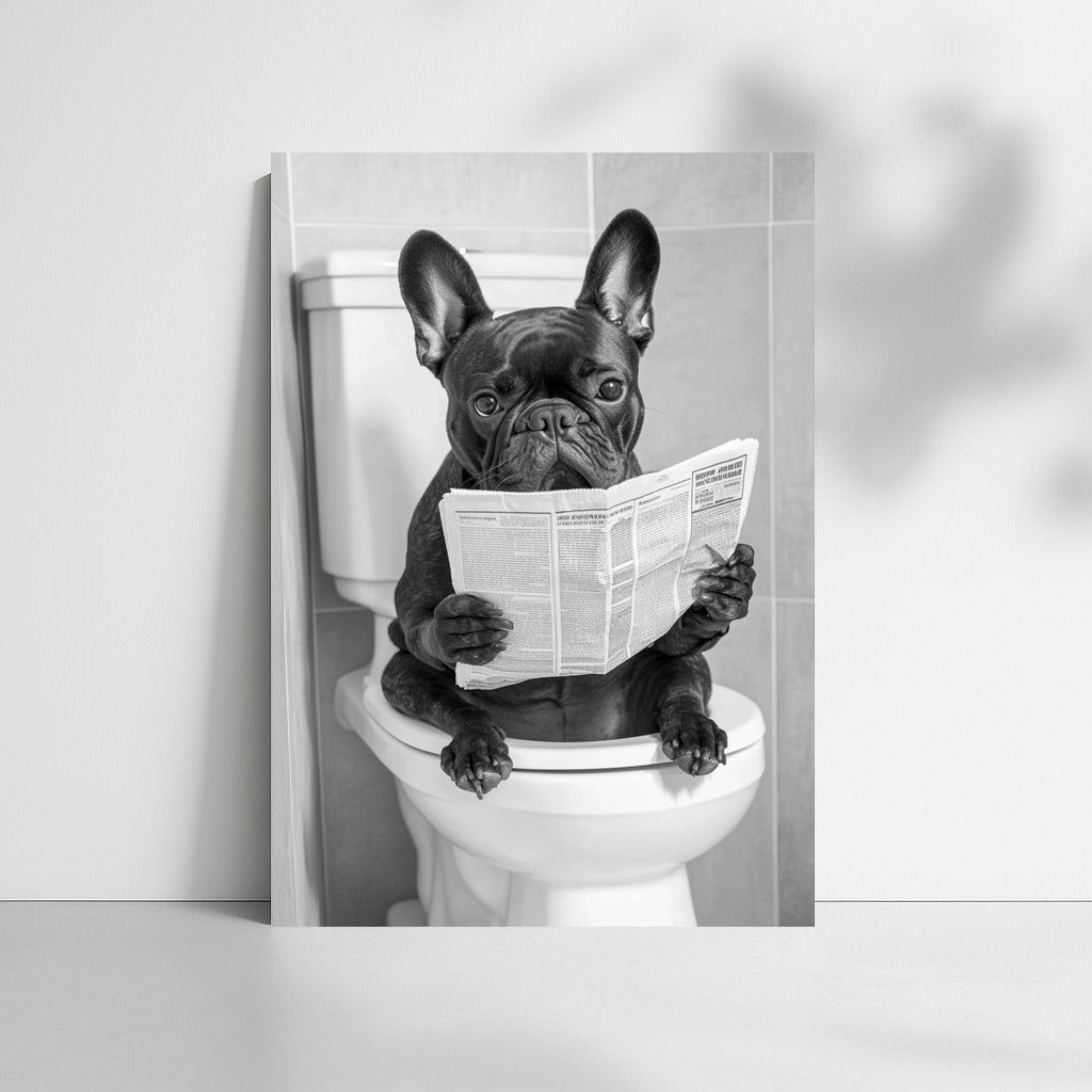 Newspaper Bulldog in Black and White Stripes