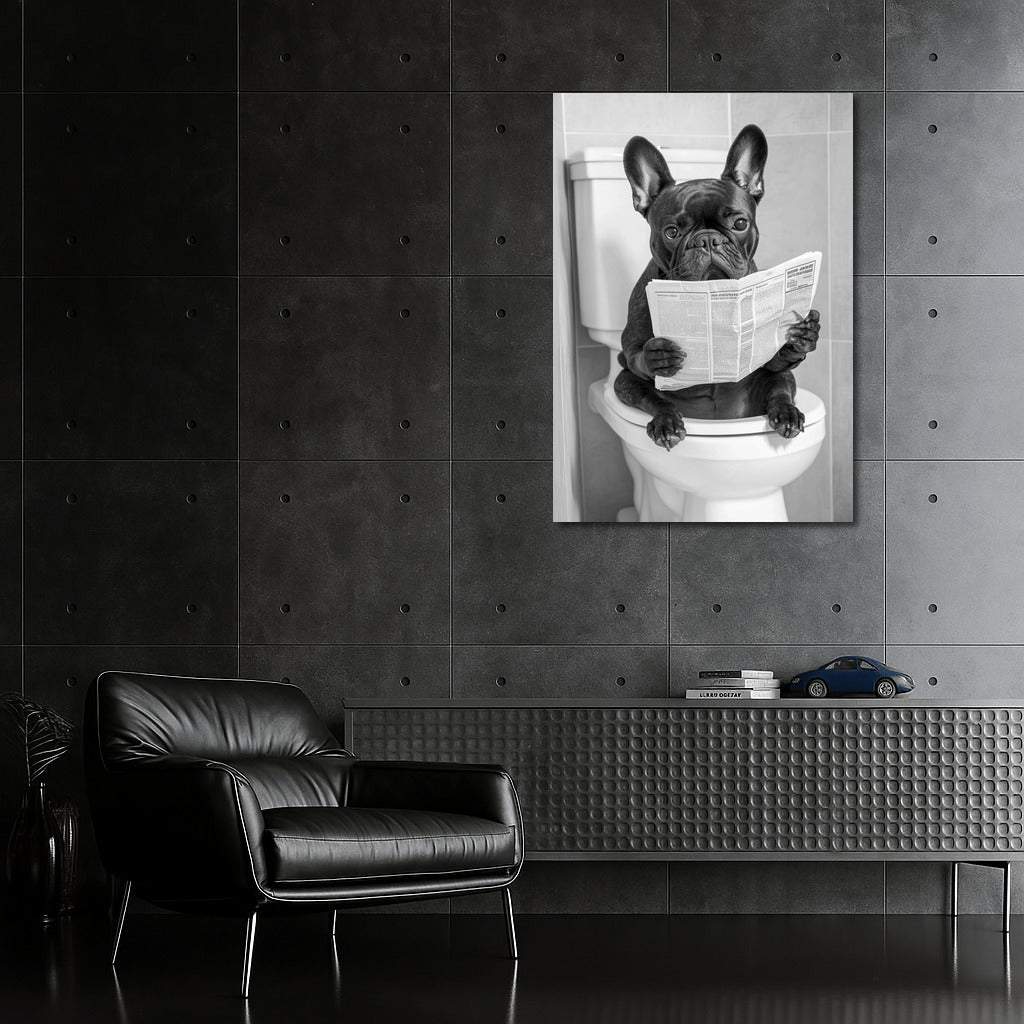 Newspaper Bulldog in Black and White Stripes
