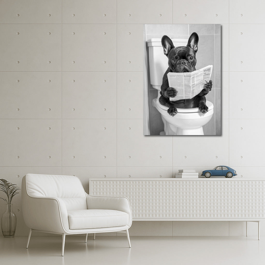 Newspaper Bulldog in Black and White Stripes