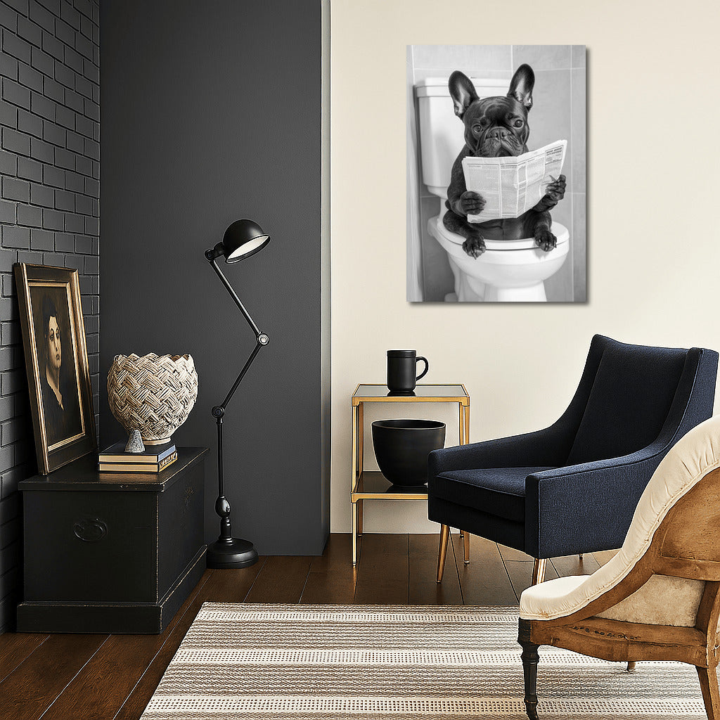 Newspaper Bulldog in Black and White Stripes