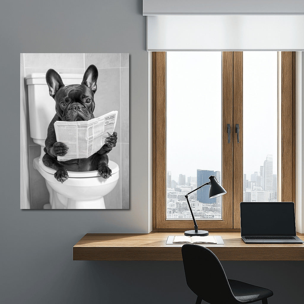 Newspaper Bulldog in Black and White Stripes