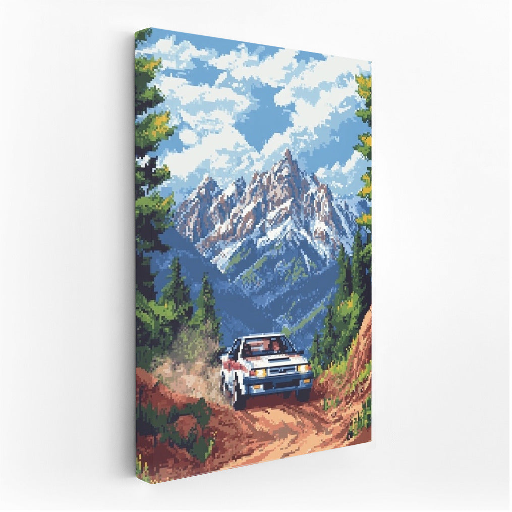 Pixel Wind of Freedom: Subaru on the Mountain Trail