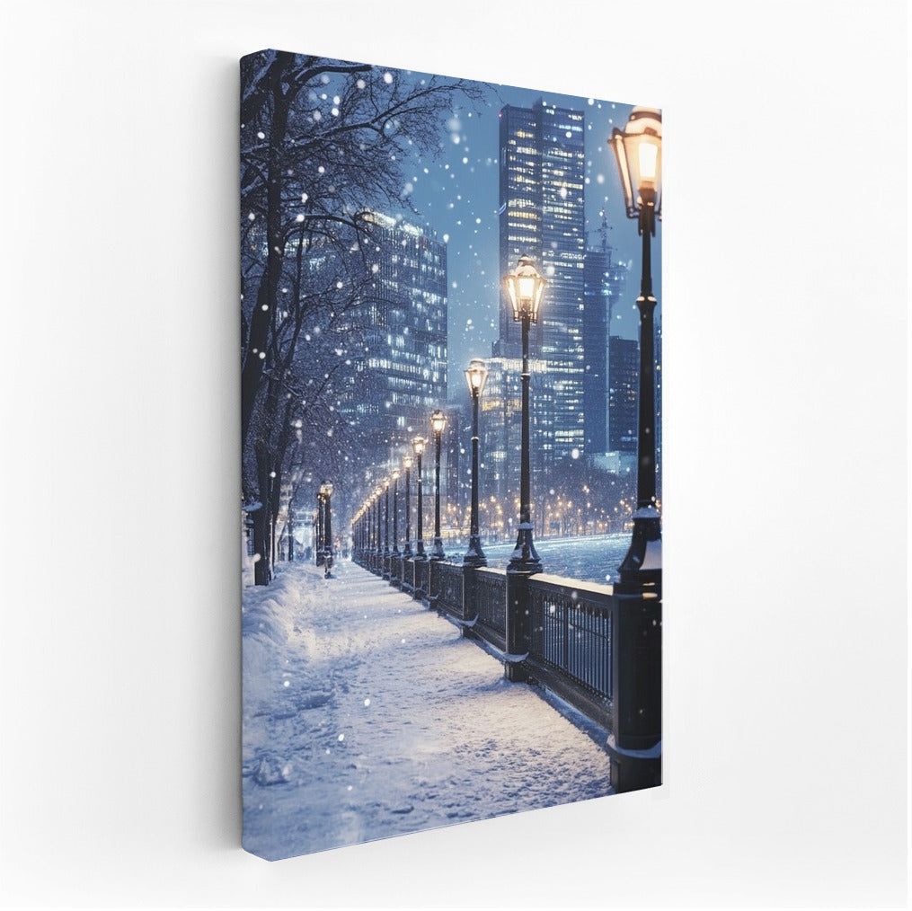 Lanterns in the Embrace of a Snowy Night