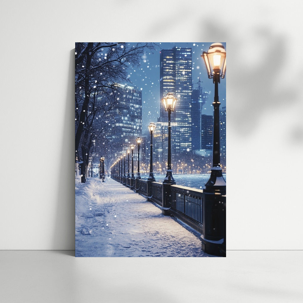 Lanterns in the Embrace of a Snowy Night