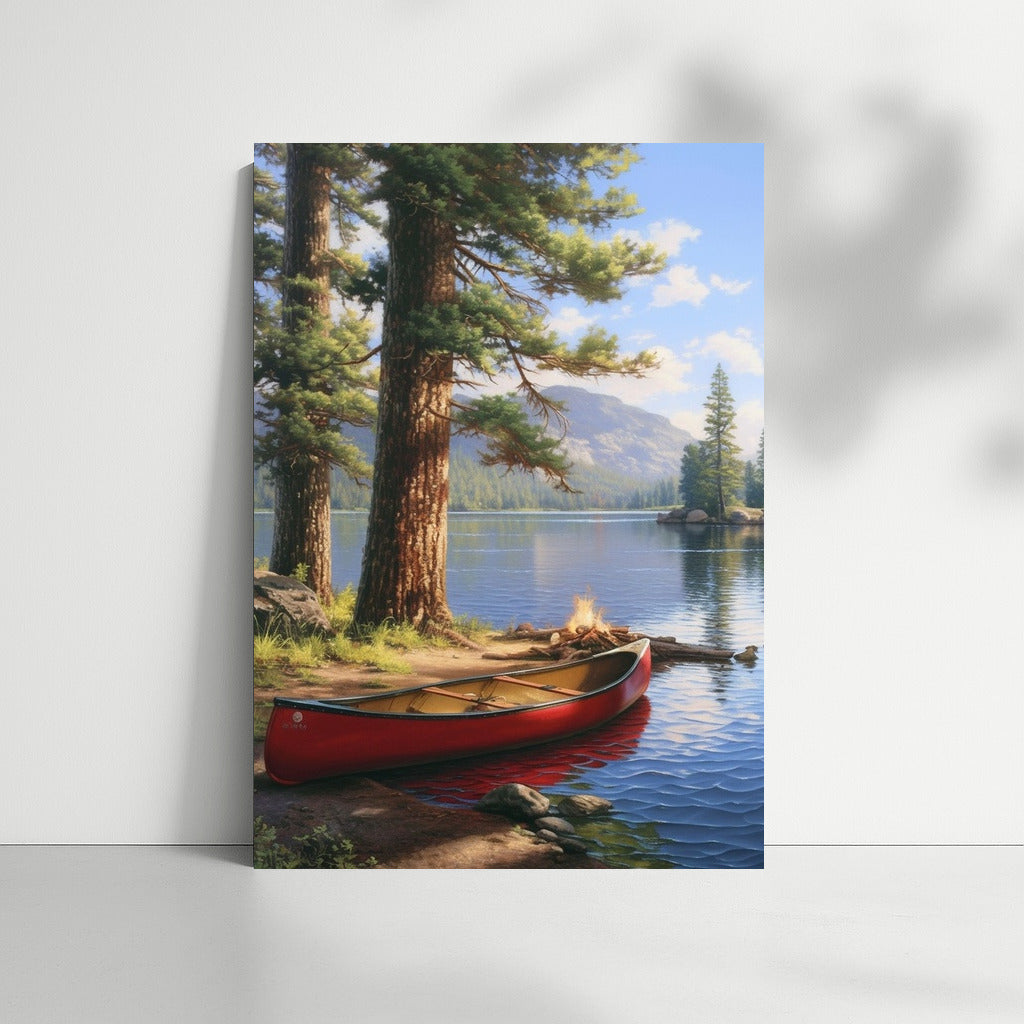 Red Canoe in the Embrace of Silence