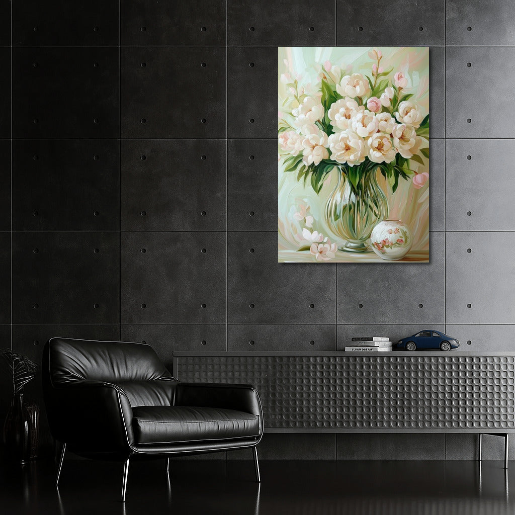 Snow-White Symphony of Peonies