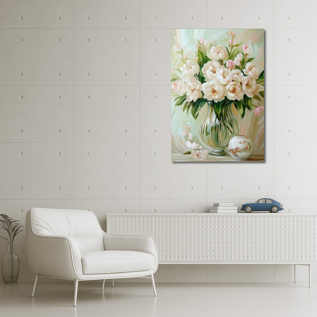 Snow-White Symphony of Peonies