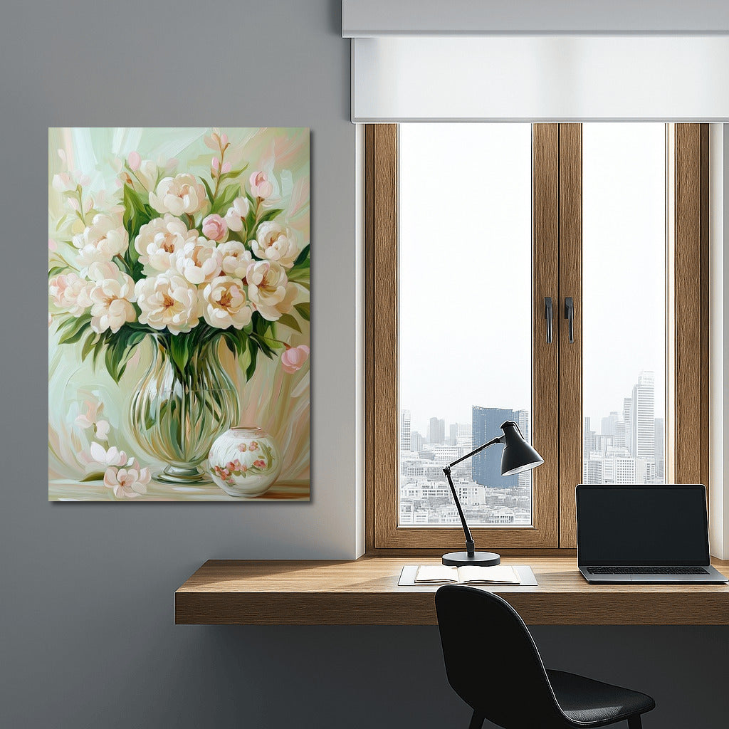 Snow-White Symphony of Peonies