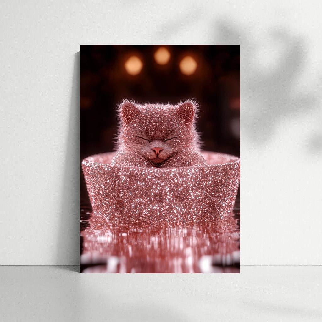 Glowing Kitten in the Embrace of Comfort