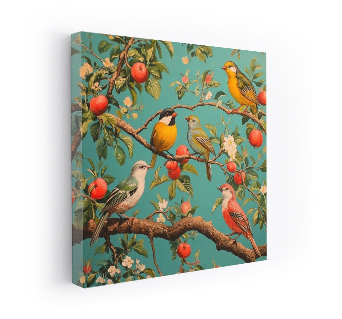 Bird dance in the apple orchard