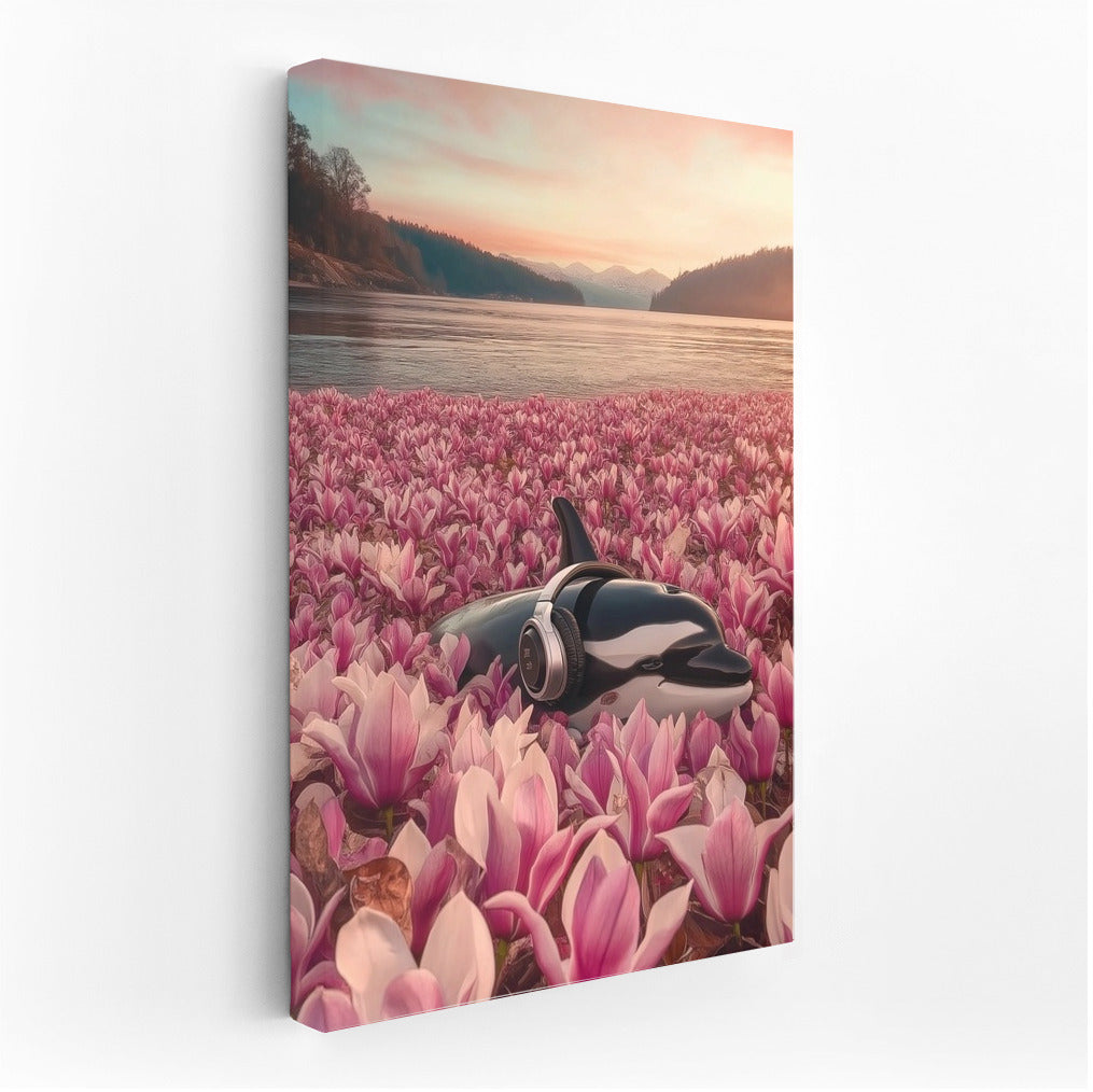 Sunset Waltz of the Dolphin in Flowers