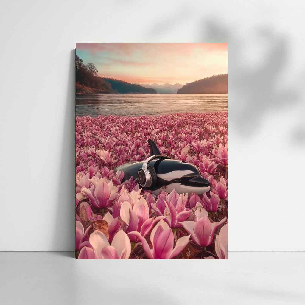 Sunset Waltz of the Dolphin in Flowers