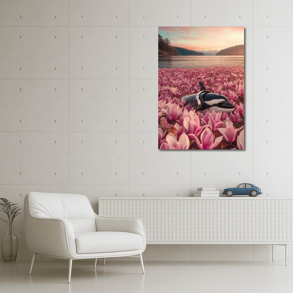 Sunset Waltz of the Dolphin in Flowers