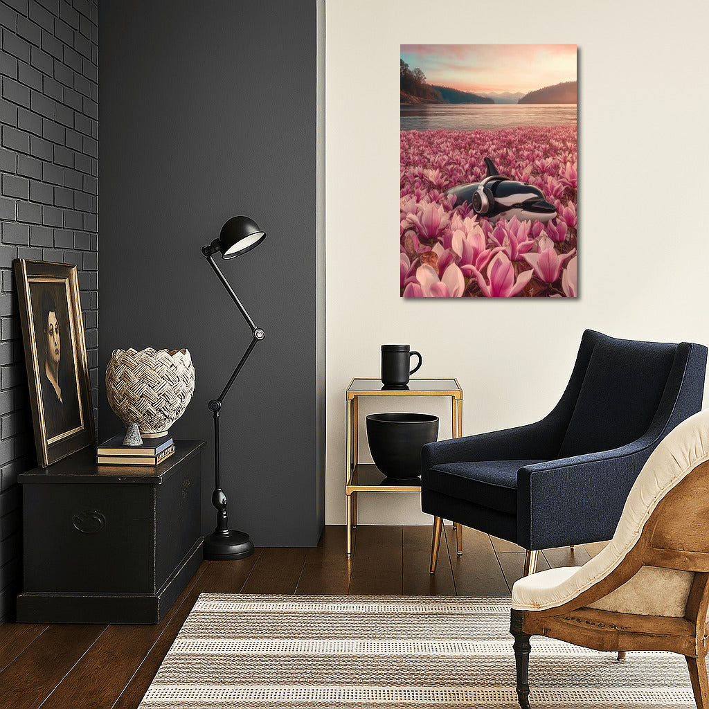 Sunset Waltz of the Dolphin in Flowers