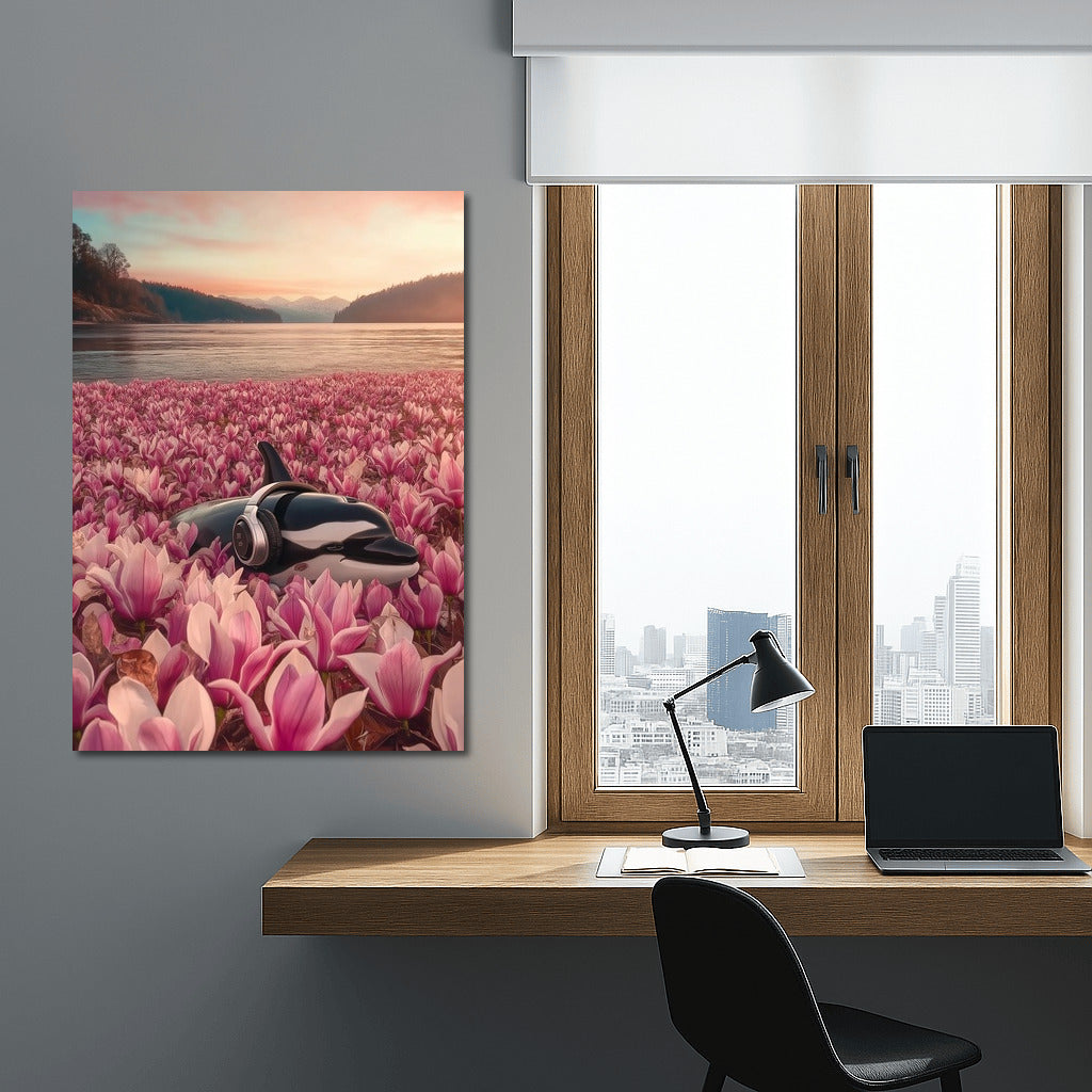 Sunset Waltz of the Dolphin in Flowers