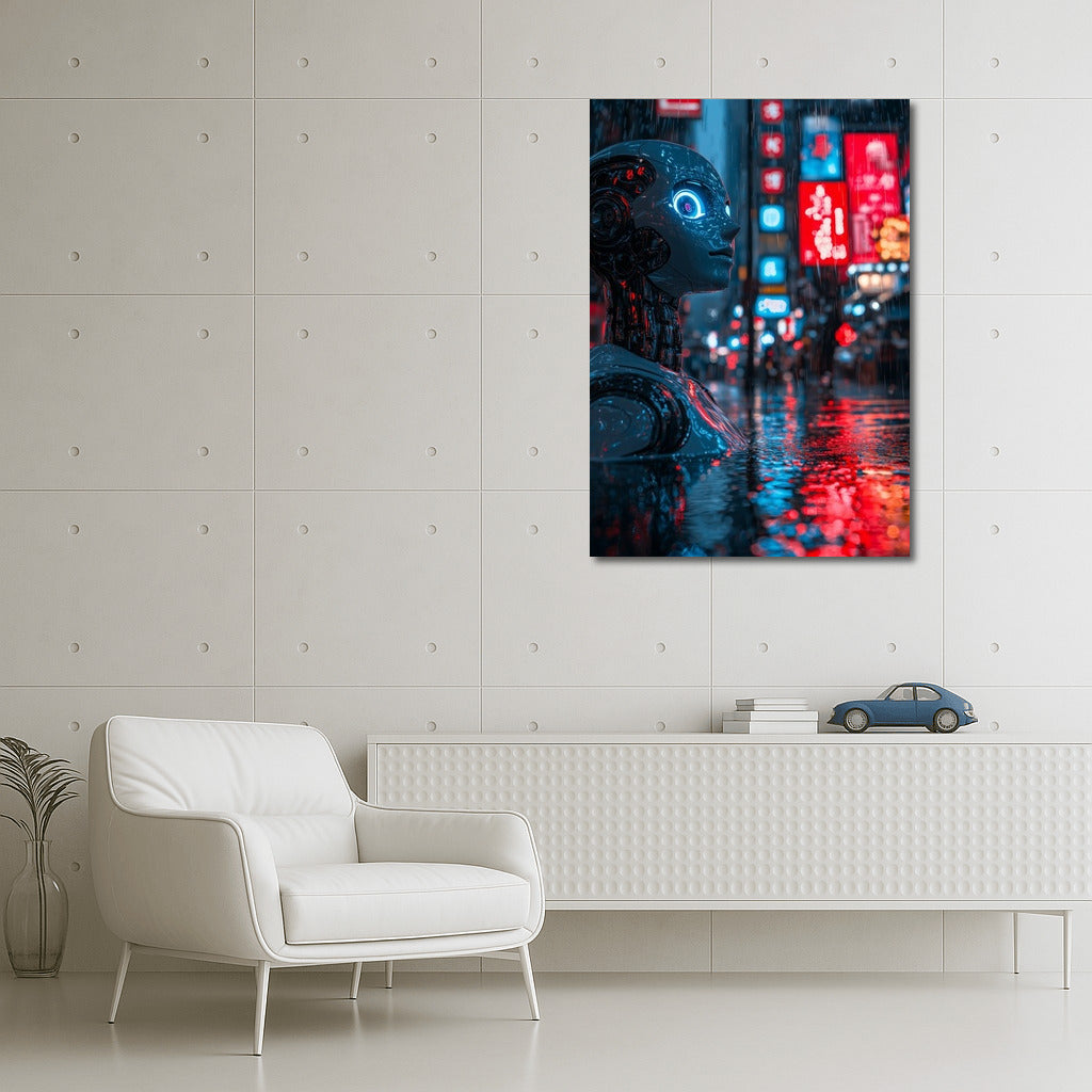 Neon Guardian: Rain and Sparks of the Metropolis
