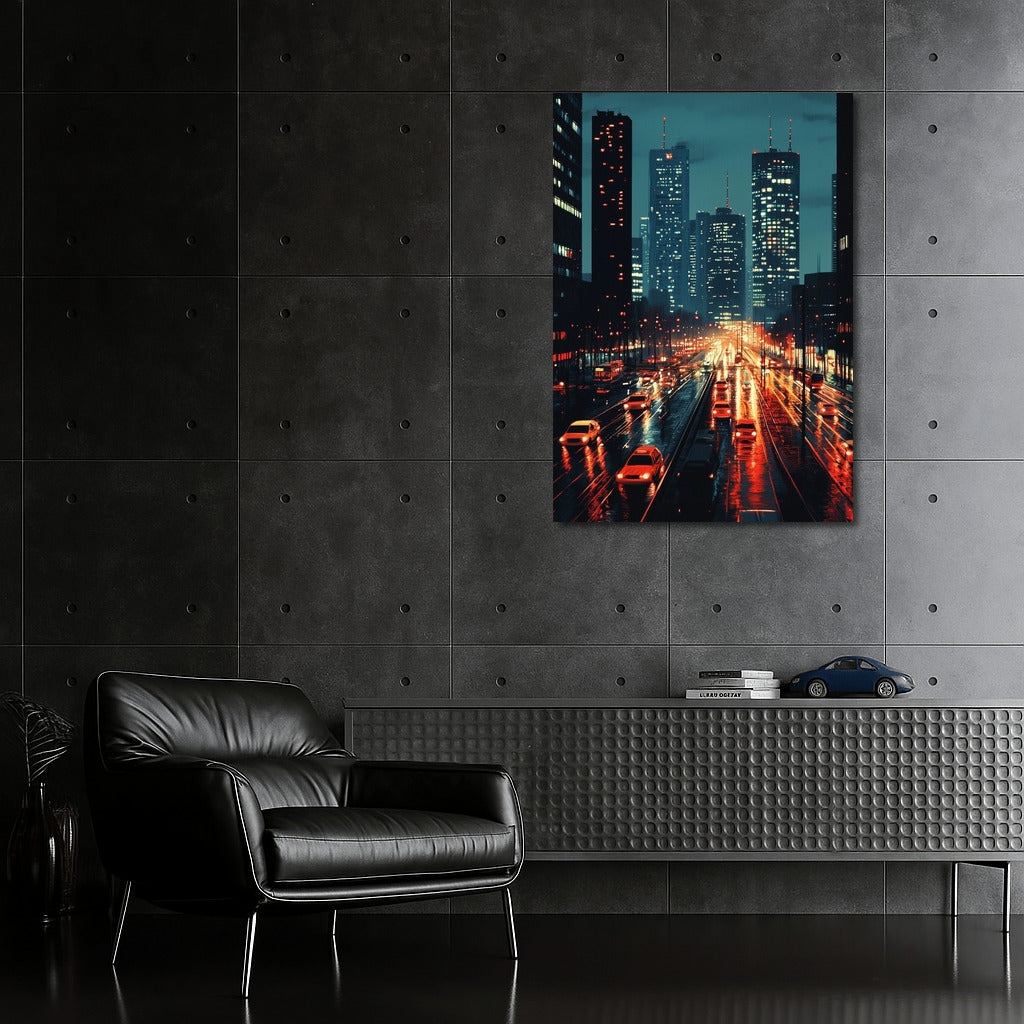 City in Puddles of Light