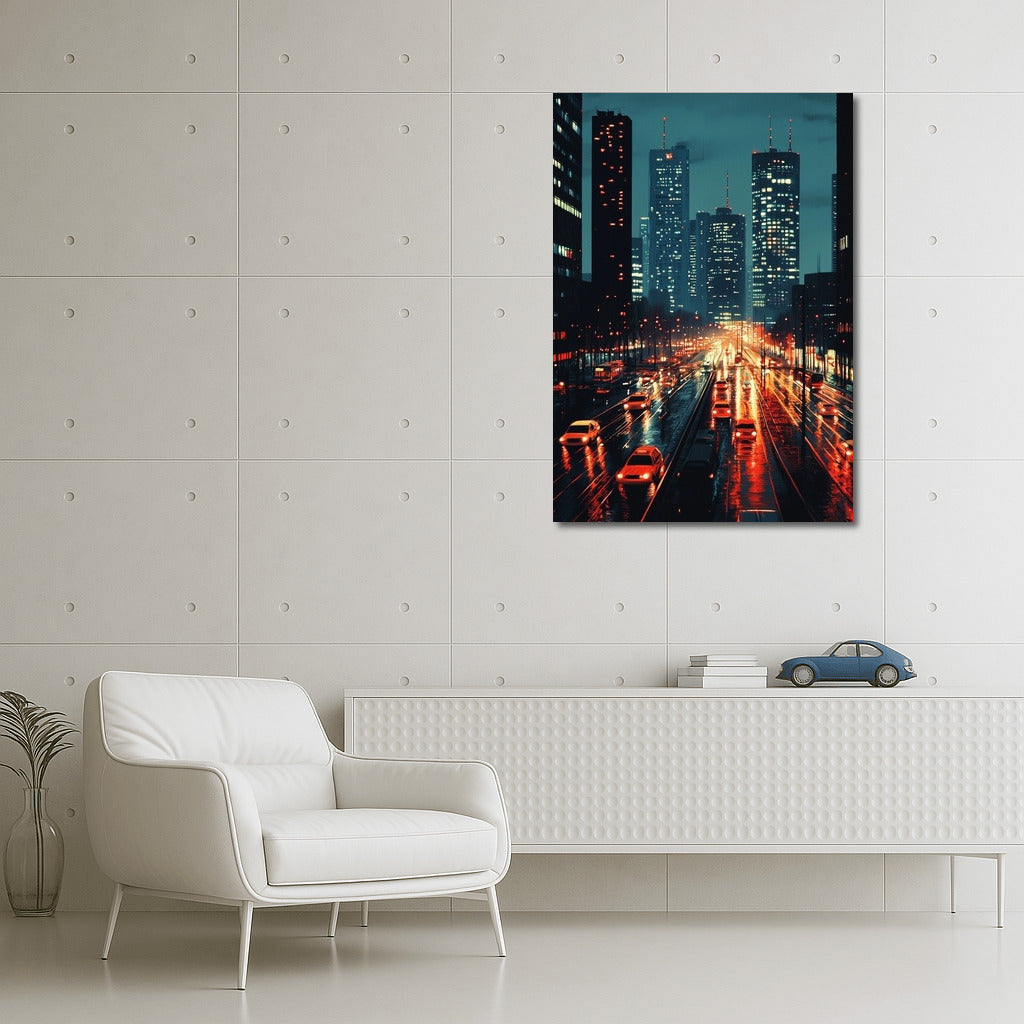 City in Puddles of Light