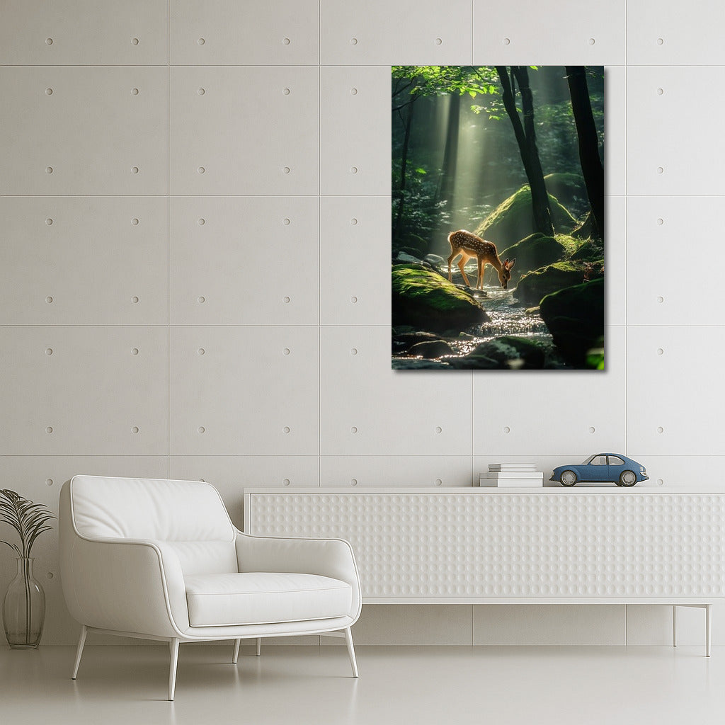 Forest Whisper: Fawn in the Morning Light