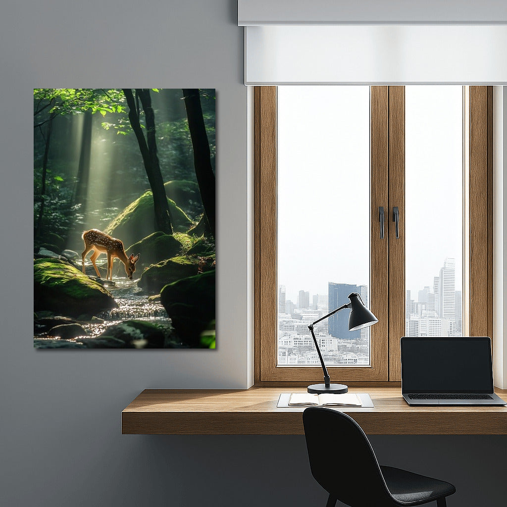 Forest Whisper: Fawn in the Morning Light