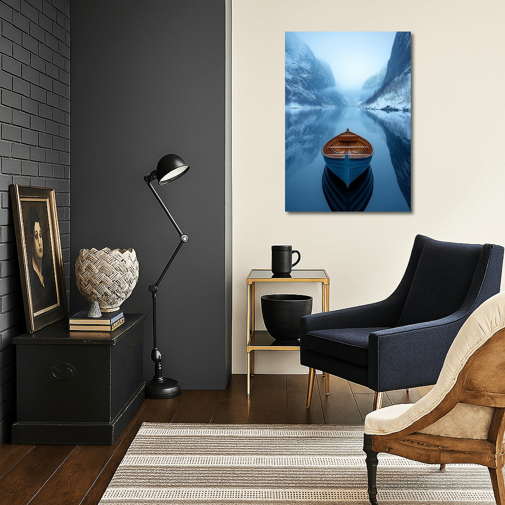 Winter Odyssey: A Boat in the Embrace of the Fjord