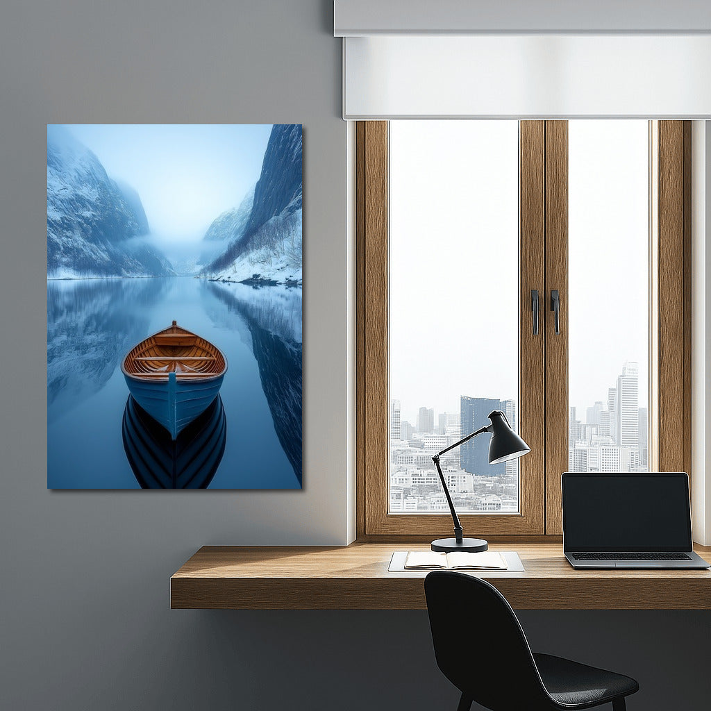 Winter Odyssey: A Boat in the Embrace of the Fjord