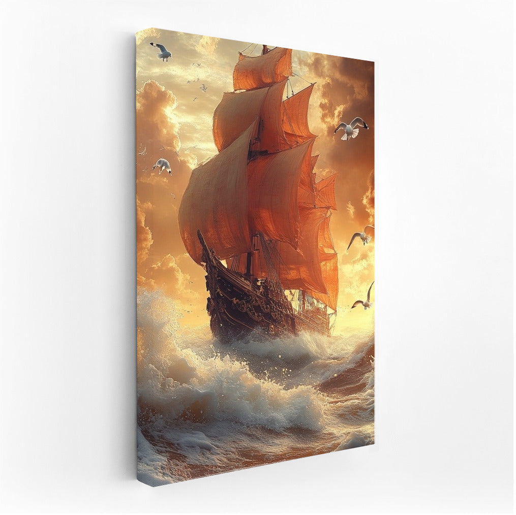 Wind of Wanderings: Sailboat among Storm Waves