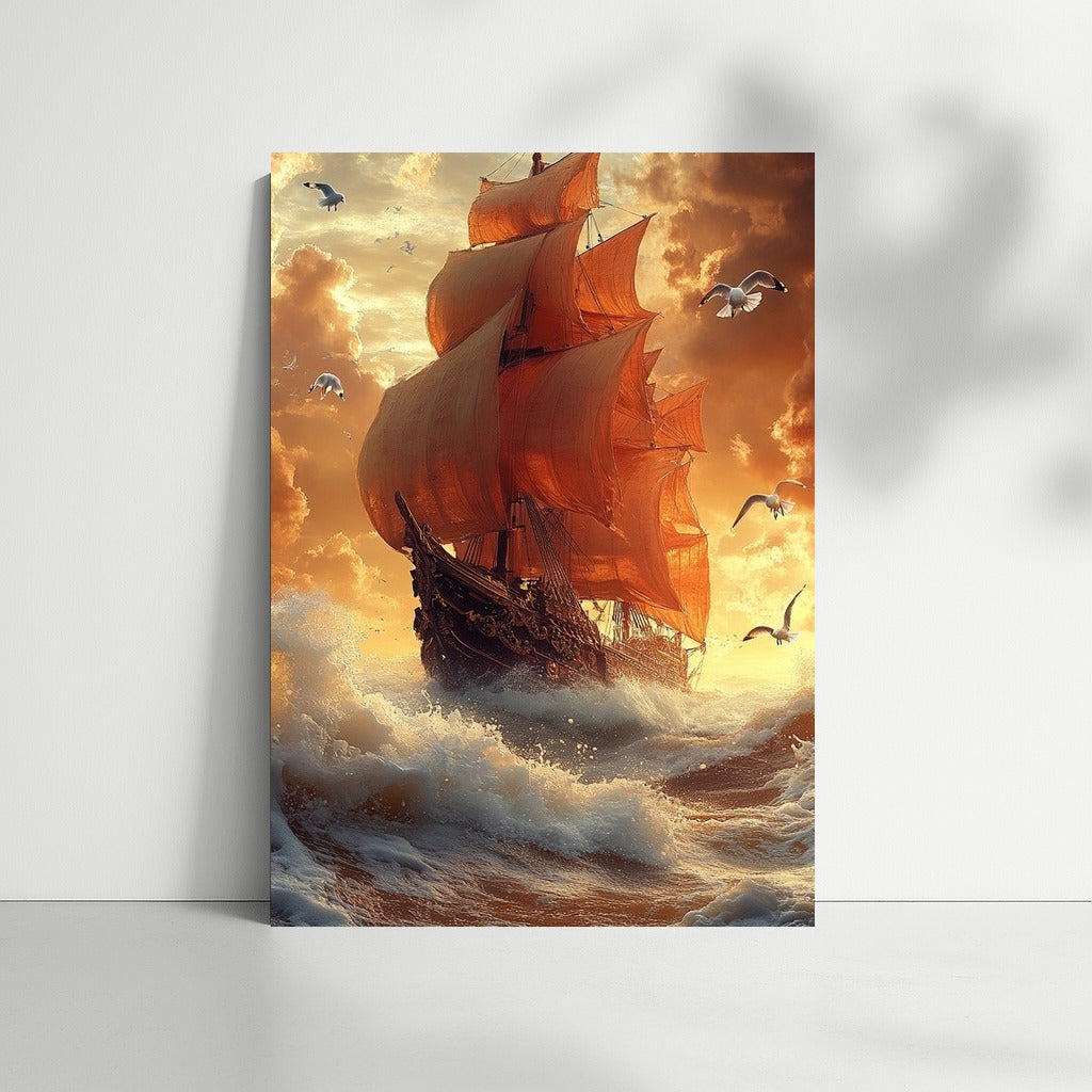 Wind of Wanderings: Sailboat among Storm Waves