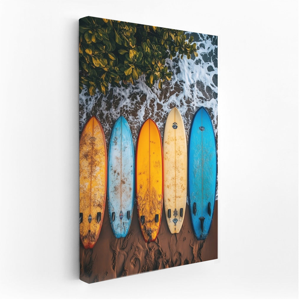 Beach Symphony: Surfboards in Waiting