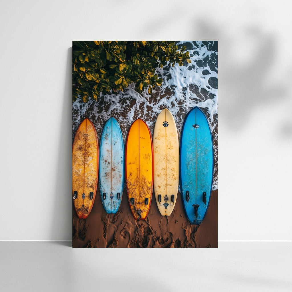 Beach Symphony: Surfboards in Waiting