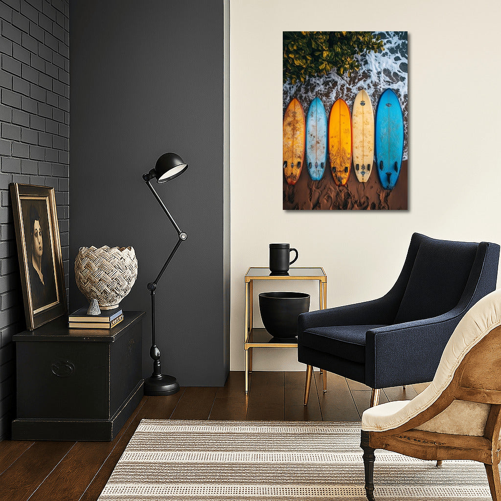 Beach Symphony: Surfboards in Waiting