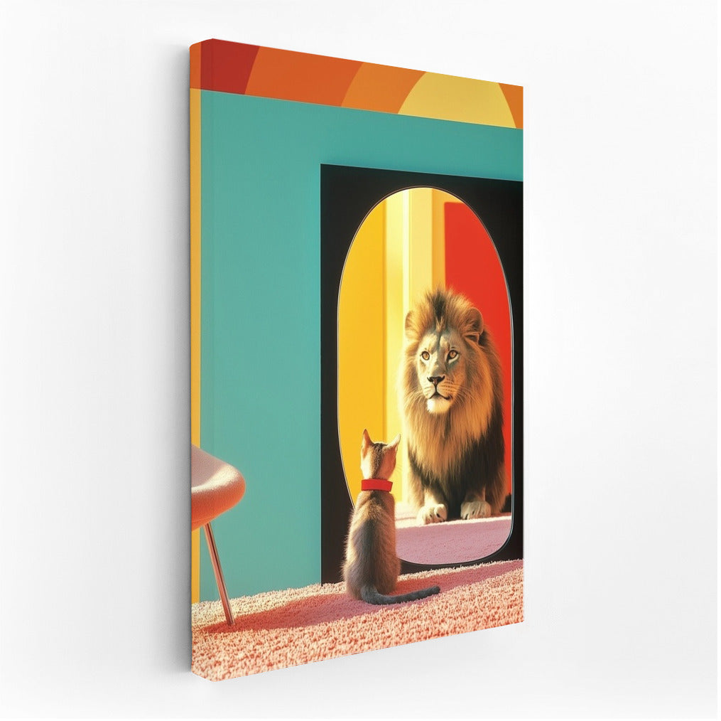 Mirror of Courage: The Lion's Gaze