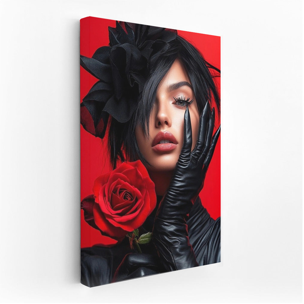 Secret in the Black Veil: Rose on a Bright Background